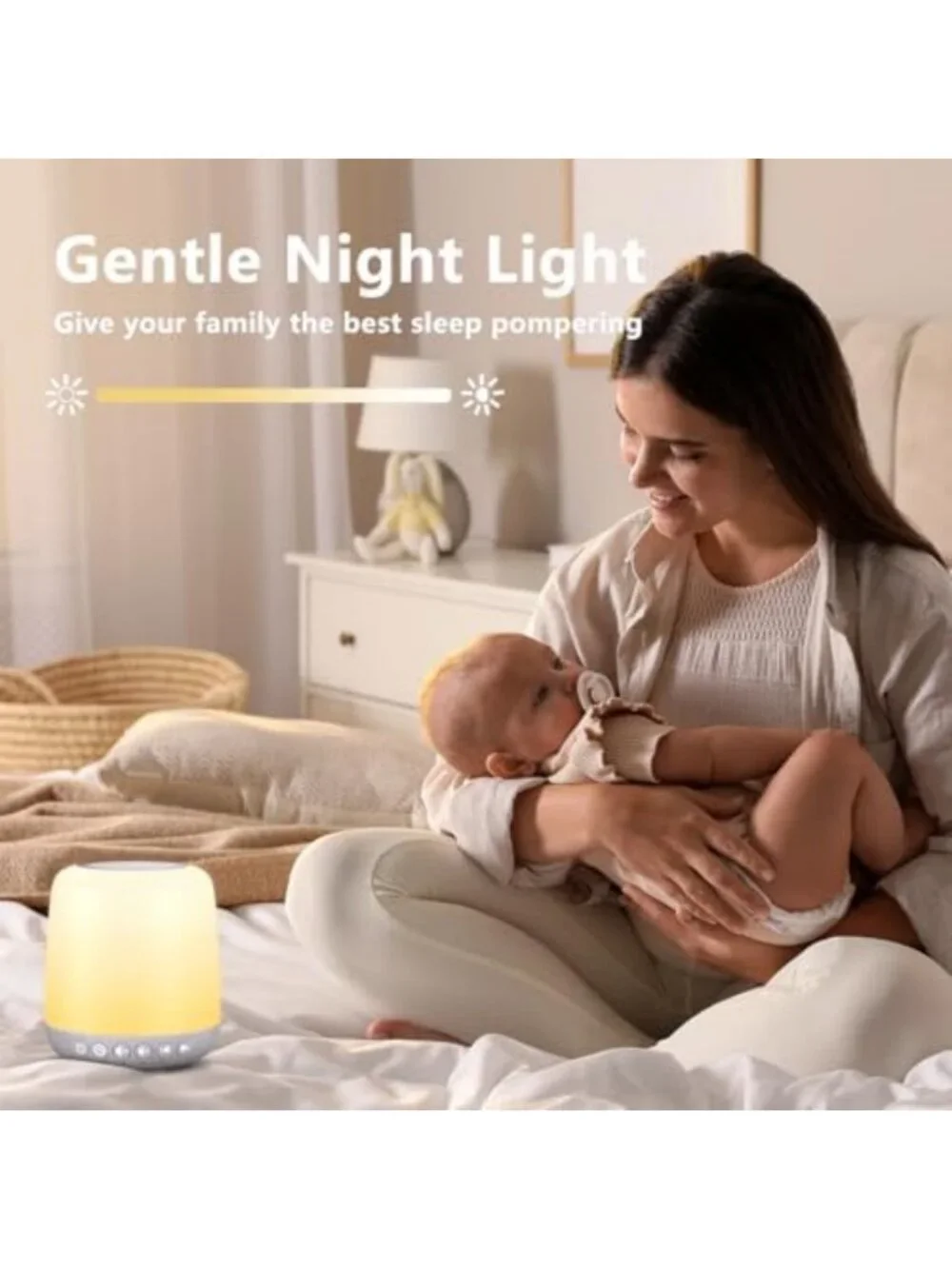 Portable White Noise Machine with 30 Soothing Sounds & 12 Night Light Colors
